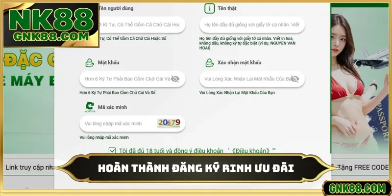 Hoàn thành đăng ký rinh ưu đãi