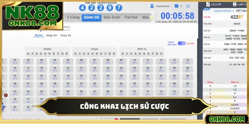Công khai lịch sử cược