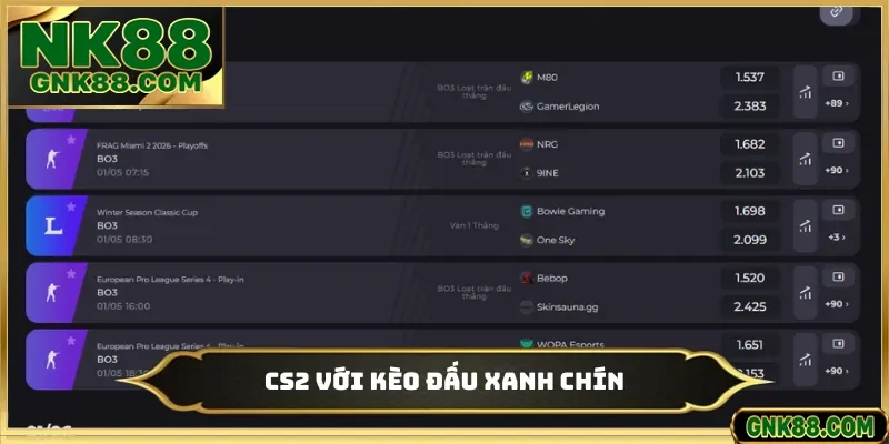 CS2 với kèo đấu xanh chín